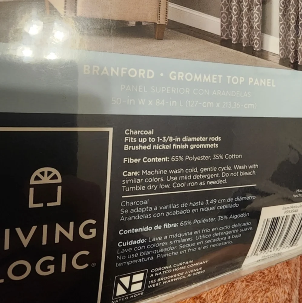 Living‎ logic set of charcoal Branford curtains